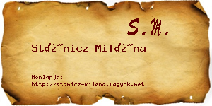 Stánicz Miléna névjegykártya